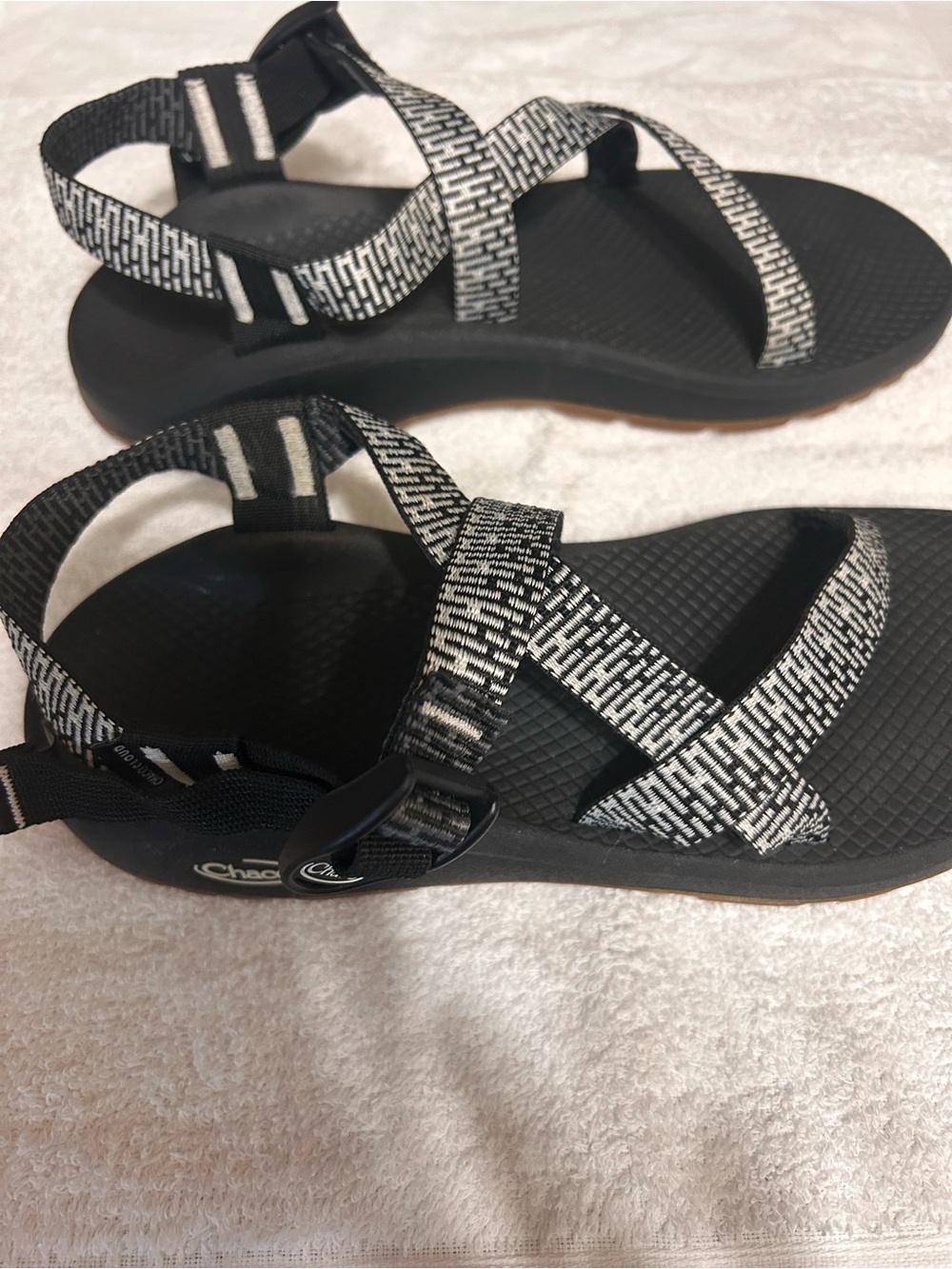 Chaco Z Women's Black Sandals with White-Patterned Straps - Picture 2 of 7